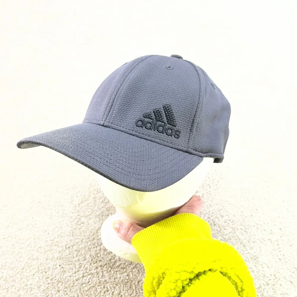 Adidas Baseball Cap Men L/XL Gray A-Flex Stretch‎ Fit Mesh Textured Hat